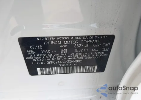 2019 Hyundai Accent Se from USA, damaged, VIN 3KPC24A33KE044902